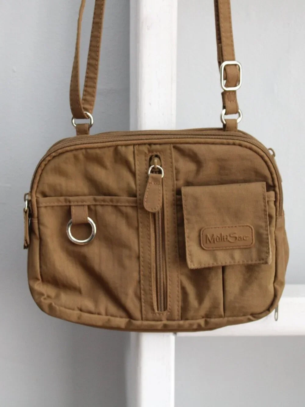 MultiSac Vintage Y2K Brown Nylon Utility Gorpcore Crossbody Bag Purse - Picture 3 of 7